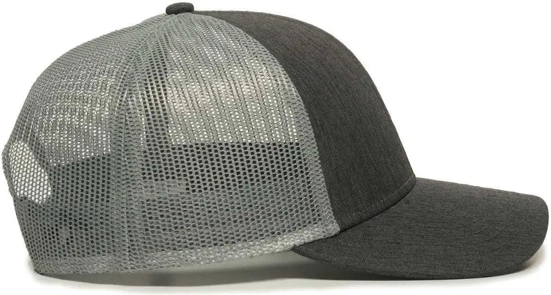 OC Sports OC770 Adjustable Mesh Back Cap with Sweatband - Heathered Black Charcoal Gray - Black Dark Gray / 6 7/8’’ - 7