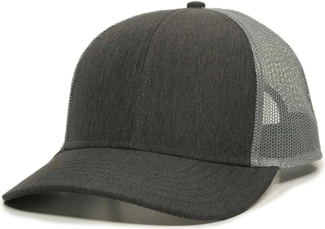 OC Sports OC770 Adjustable Mesh Back Cap with Sweatband - Heathered Black Charcoal Gray - Dark Gray Gray / 6 7/8’’ - 7