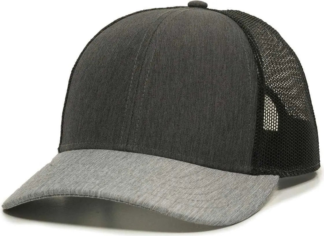OC Sports OC770 Adjustable Mesh Back Cap with Sweatband - Heathered Charcoal Black Heathered Gray - Dark Gray Black / 6