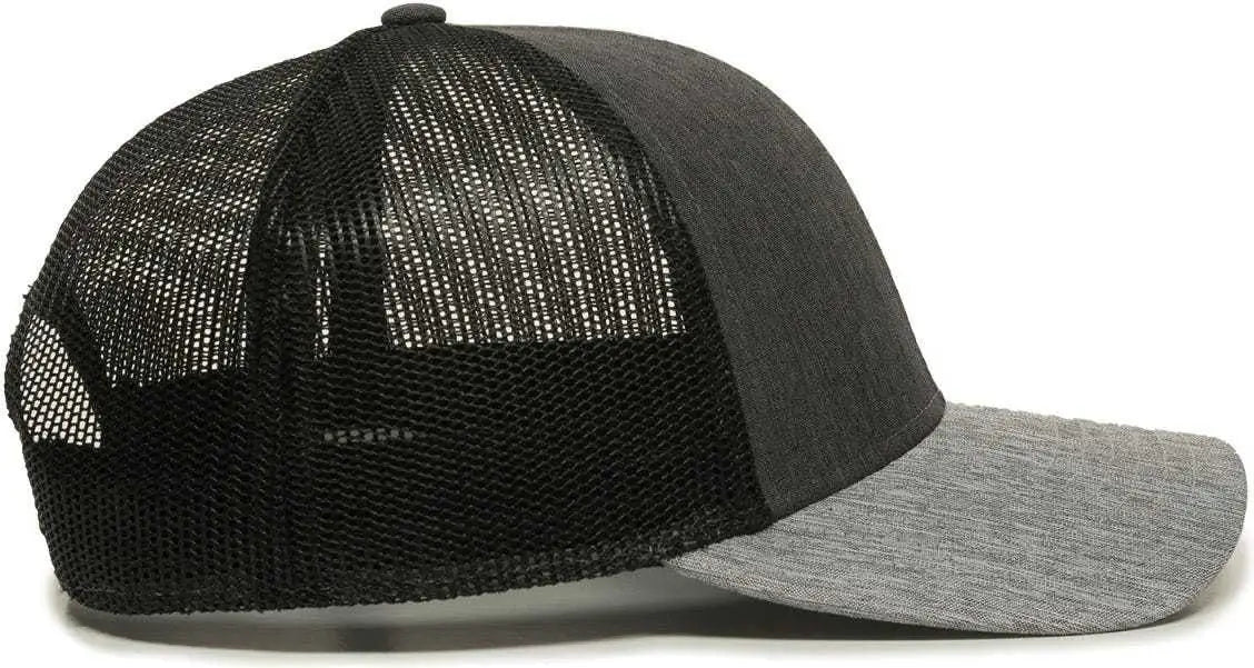 OC Sports OC770 Adjustable Mesh Back Cap with Sweatband - Heathered Charcoal Black Heathered Gray - Dark Gray Black / 6