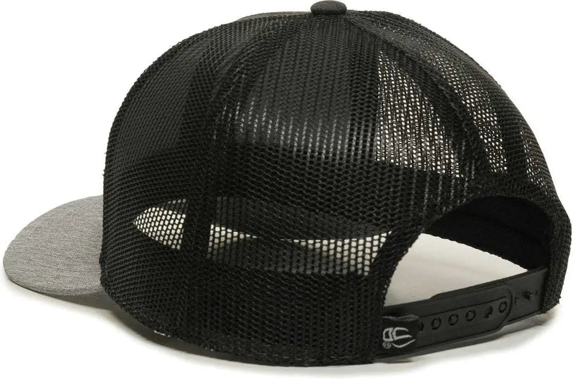 OC Sports OC770 Adjustable Mesh Back Cap with Sweatband - Heathered Charcoal Black Heathered Gray - Dark Gray Black / 6