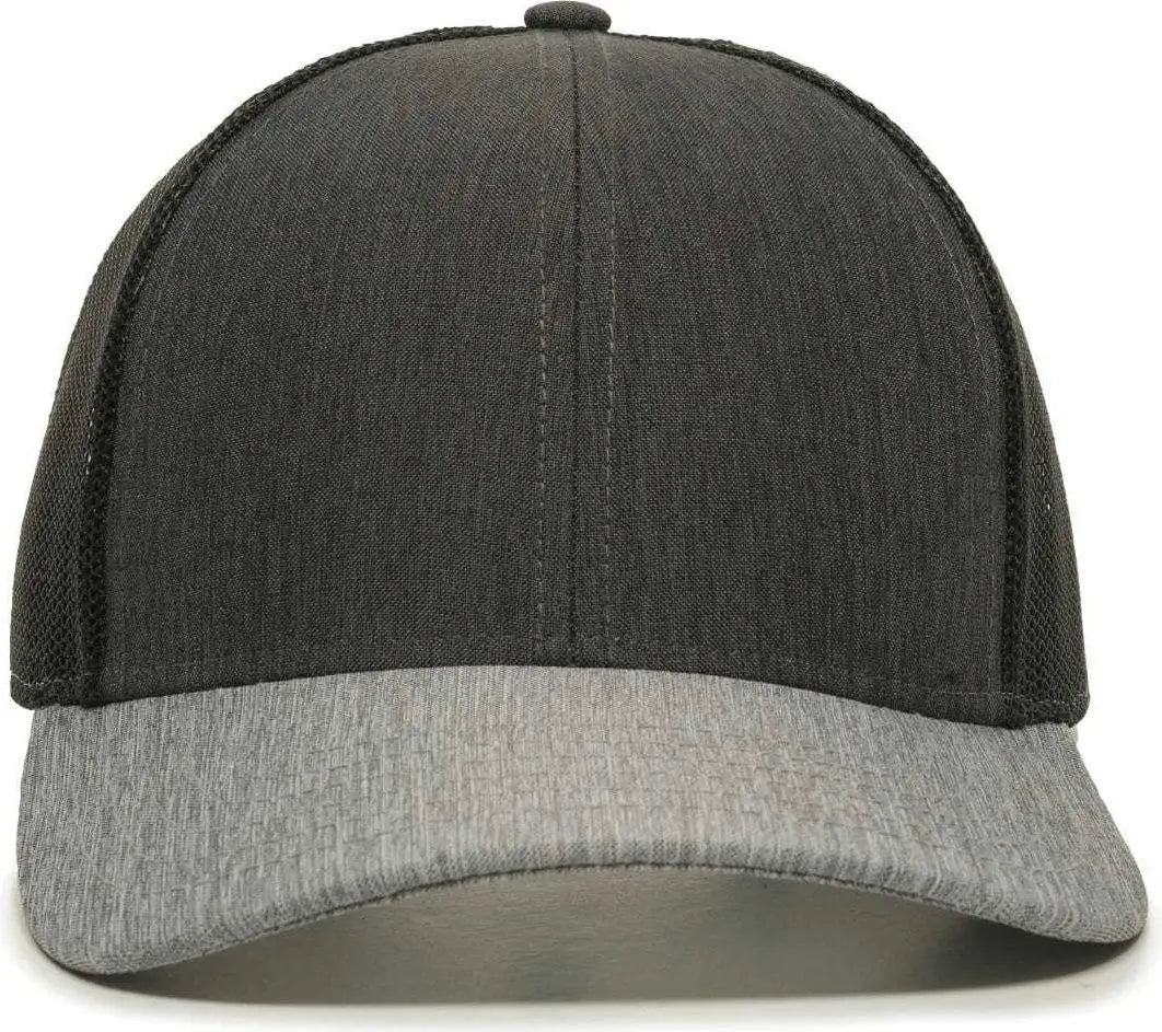 OC Sports OC770 Adjustable Mesh Back Cap with Sweatband - Heathered Charcoal Black Heathered Gray - Dark Gray Black / 6