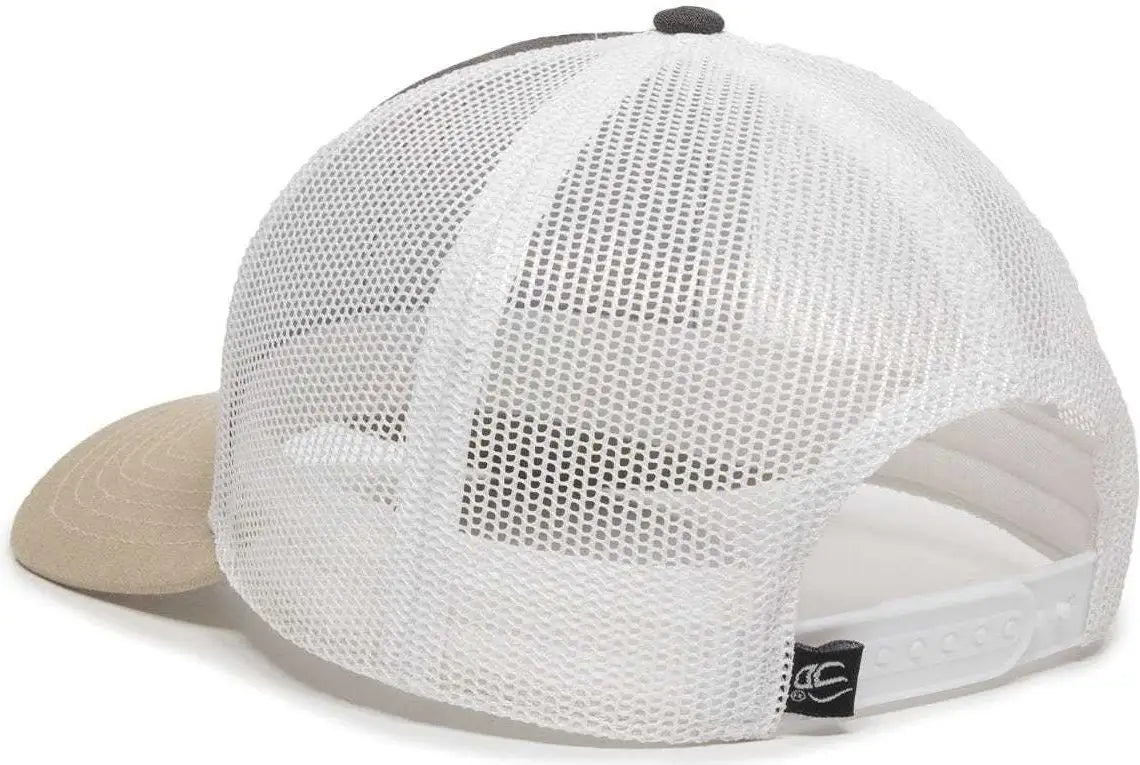 OC Sports OC770 Adjustable Mesh Back Cap with Sweatband - Heathered Charcoal White Khaki - Dark Gray White / 6 7/8’’