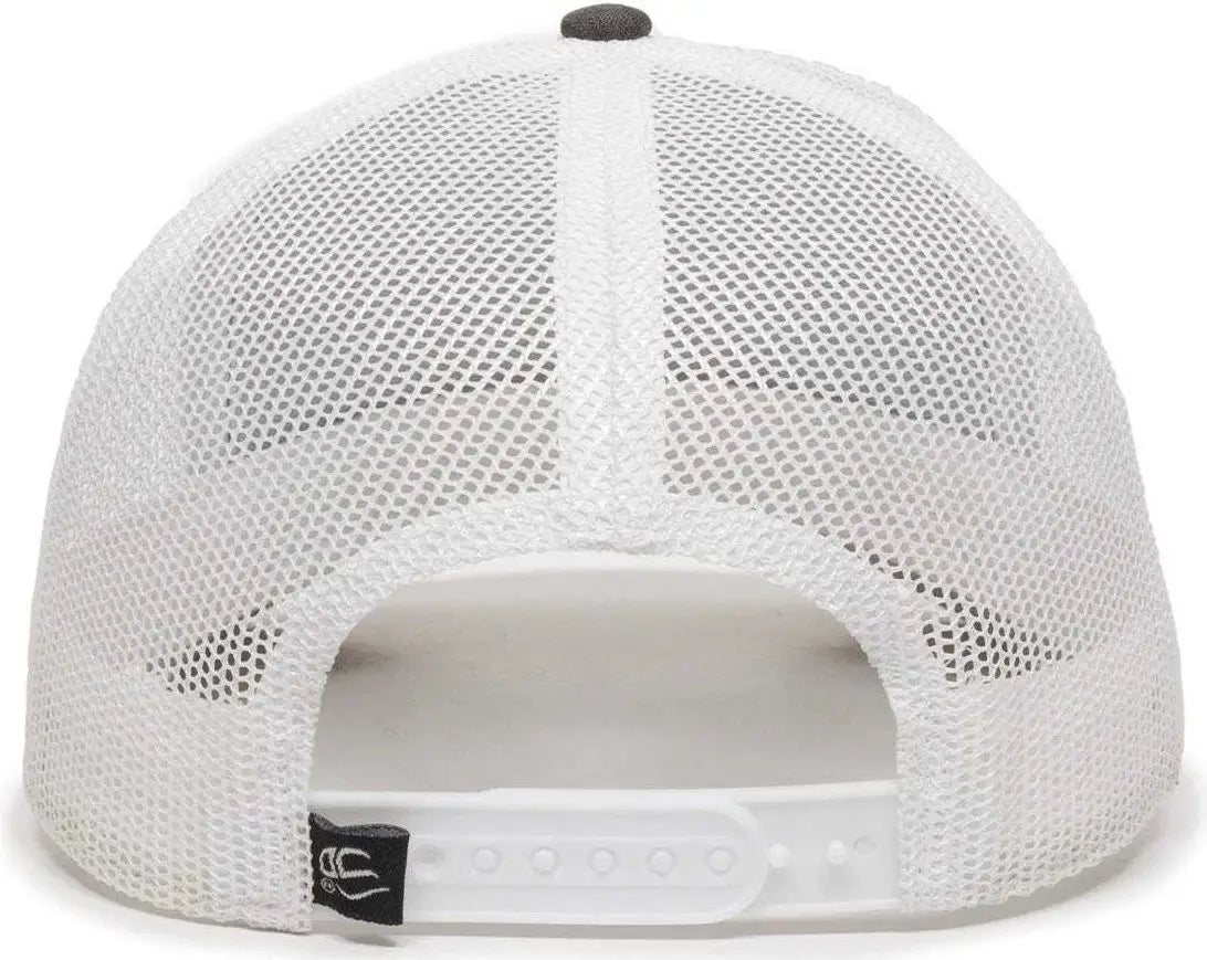 OC Sports OC770 Adjustable Mesh Back Cap with Sweatband - Heathered Charcoal White Khaki - Dark Gray White / 6 7/8’’
