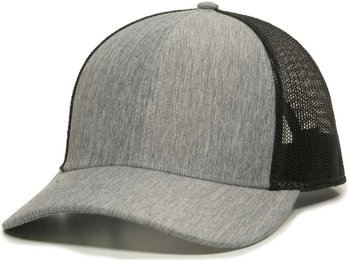 OC Sports OC770 Adjustable Mesh Back Cap with Sweatband - Heathered Gray Black - Gray Black / 6 7/8’’ - 7 1/2’’