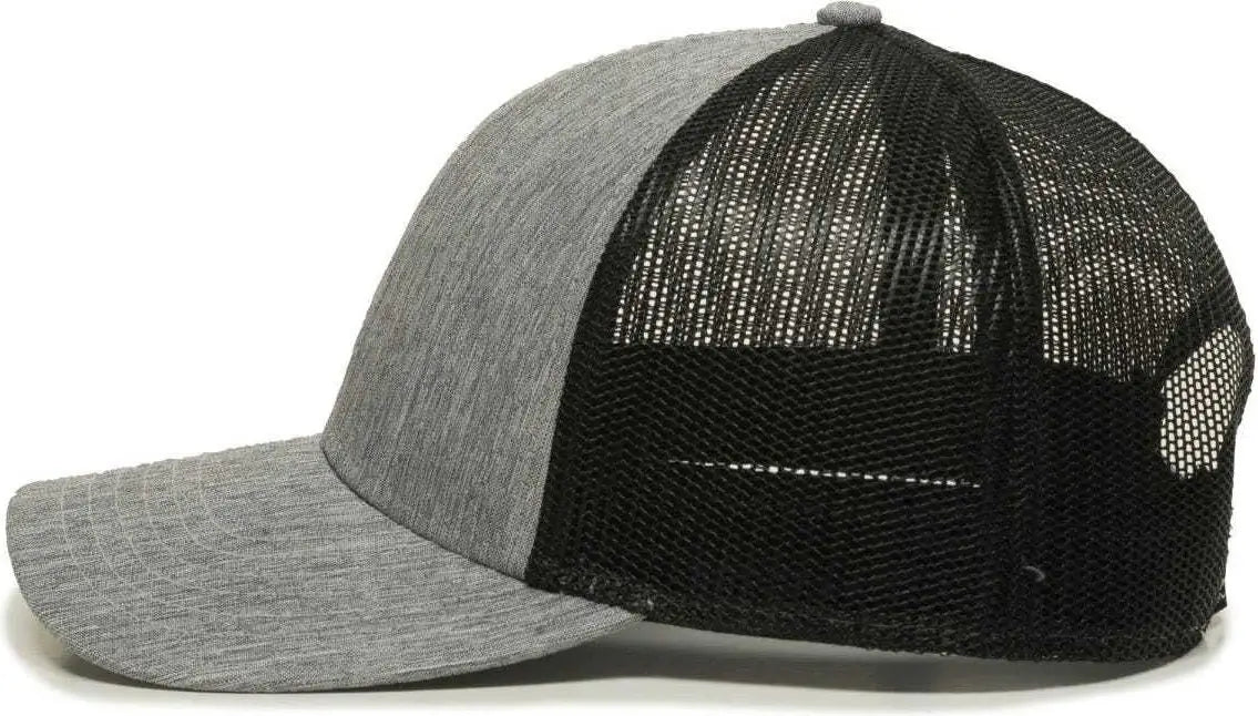 OC Sports OC770 Adjustable Mesh Back Cap with Sweatband - Heathered Gray Black - Gray Black / 6 7/8’’ - 7 1/2’’