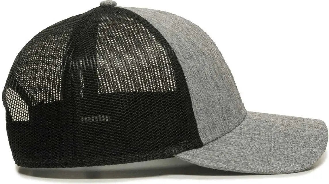 OC Sports OC770 Adjustable Mesh Back Cap with Sweatband - Heathered Gray Black - Gray Black / 6 7/8’’ - 7 1/2’’