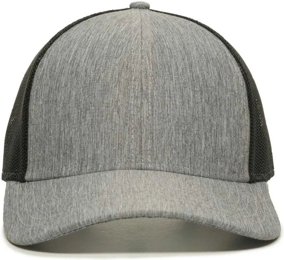 OC Sports OC770 Adjustable Mesh Back Cap with Sweatband - Heathered Gray Black - Gray Black / 6 7/8’’ - 7 1/2’’