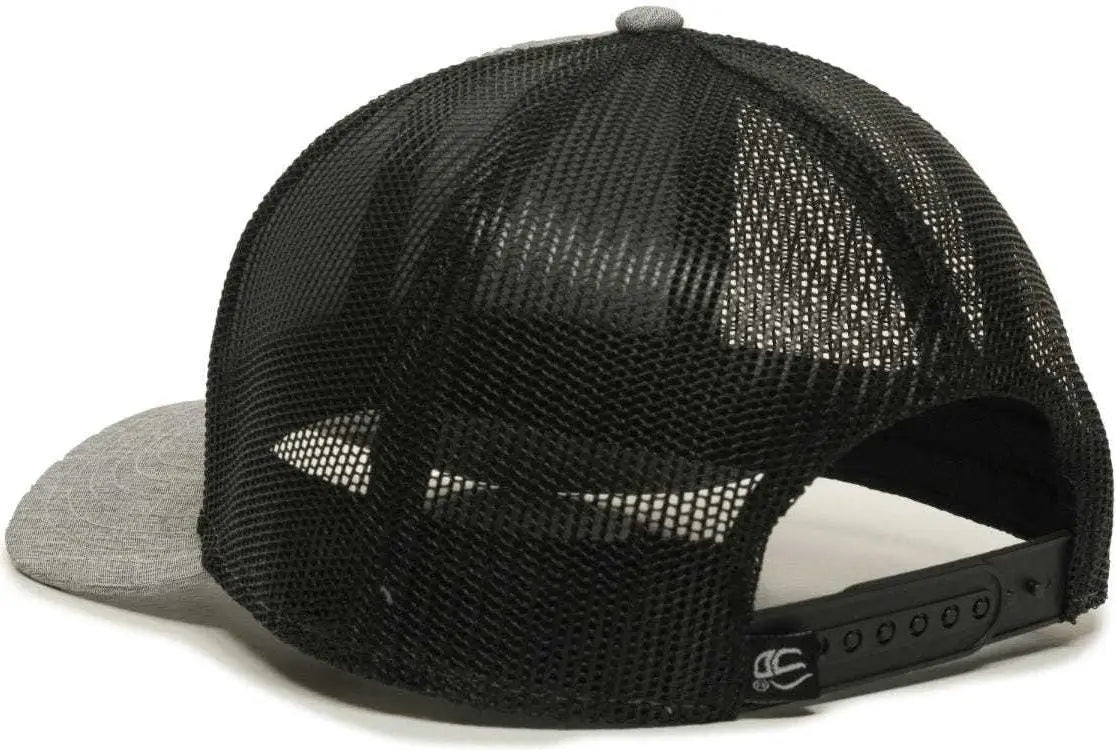 OC Sports OC770 Adjustable Mesh Back Cap with Sweatband - Heathered Gray Black - Gray Black / 6 7/8’’ - 7 1/2’’