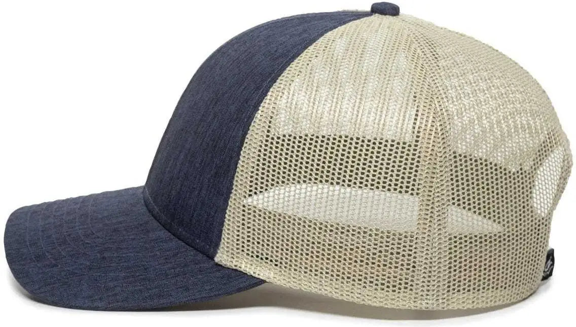 OC Sports OC770 Adjustable Mesh Back Cap with Sweatband - Heathered Navy Khaki - Navy Khaki / 6 7/8’’ - 7 1/2’’