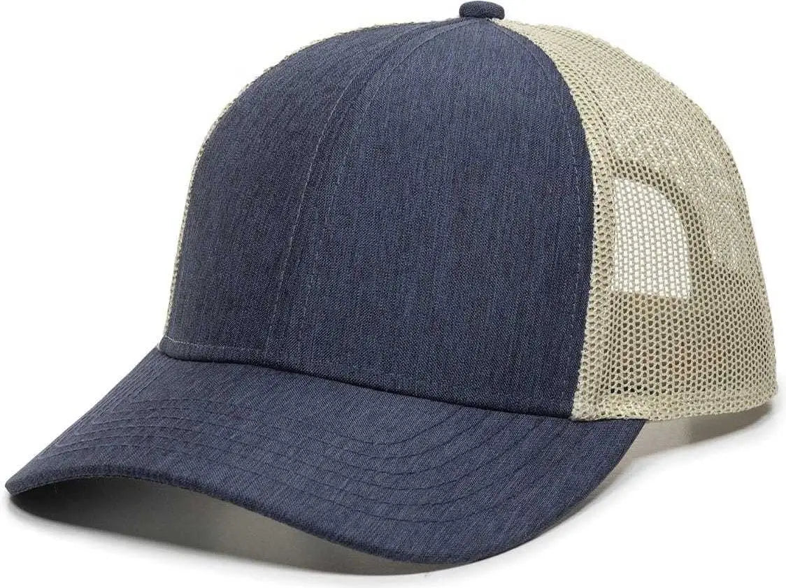 OC Sports OC770 Adjustable Mesh Back Cap with Sweatband - Heathered Navy Khaki - Navy Khaki / 6 7/8’’ - 7 1/2’’