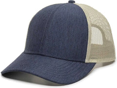 OC Sports OC770 Adjustable Mesh Back Cap with Sweatband - Heathered Navy Khaki - Navy Khaki / 6 7/8’’ - 7 1/2’’