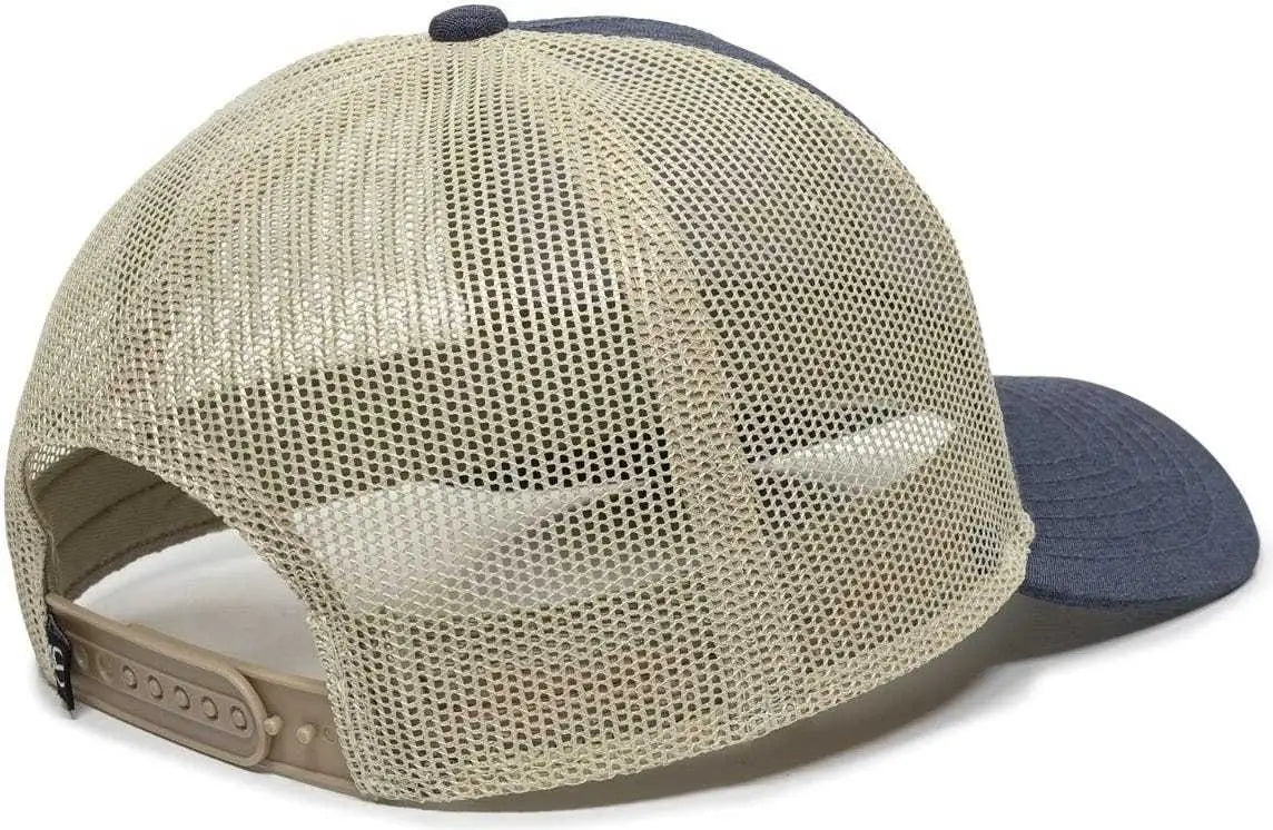 OC Sports OC770 Adjustable Mesh Back Cap with Sweatband - Heathered Navy Khaki - Navy Khaki / 6 7/8’’ - 7 1/2’’