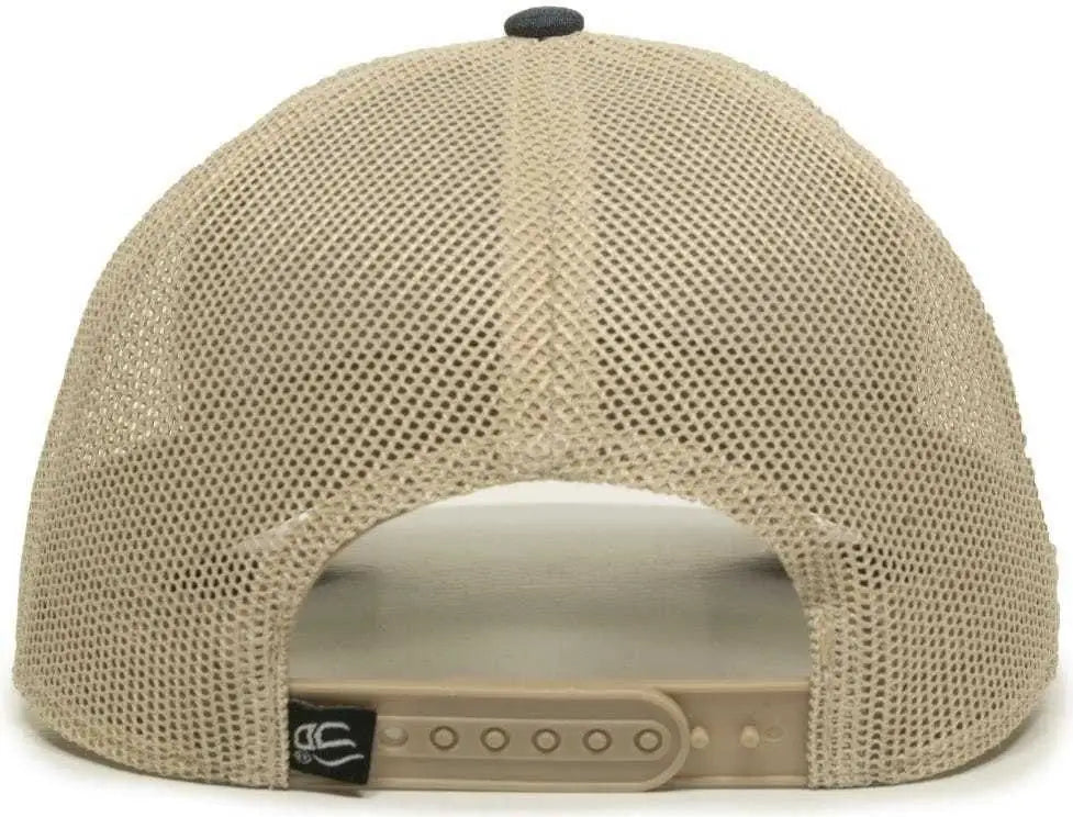 OC Sports OC770 Adjustable Mesh Back Cap with Sweatband - Heathered Navy Khaki Brown - Navy Khaki / 6 7/8’’ - 7 1/2’’