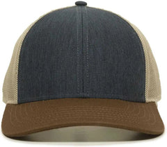 OC Sports OC770 Adjustable Mesh Back Cap with Sweatband - Heathered Navy Khaki Brown - Navy Khaki / 6 7/8’’ - 7 1/2’’