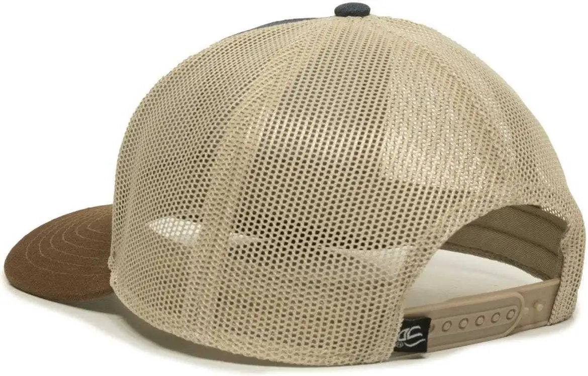 OC Sports OC770 Adjustable Mesh Back Cap with Sweatband - Heathered Navy Khaki Brown - Navy Khaki / 6 7/8’’ - 7 1/2’’
