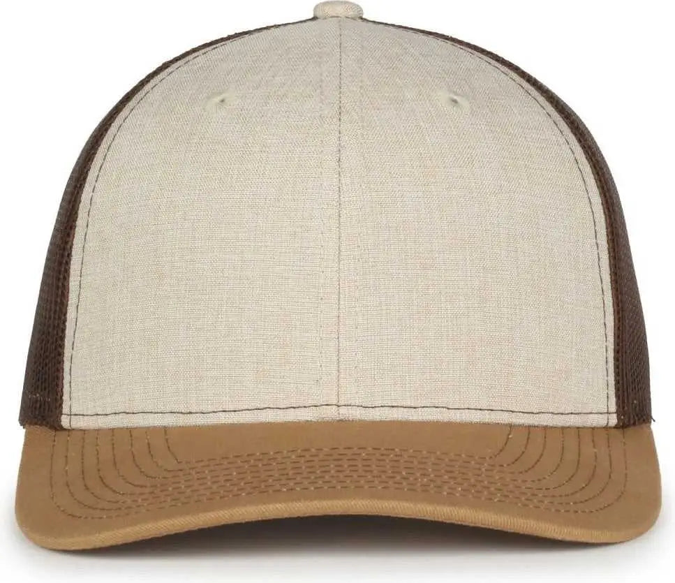 OC Sports OC770 Adjustable Mesh Back Cap with Sweatband - Heathered Stone Brown Old Gold - Gold / OSFM