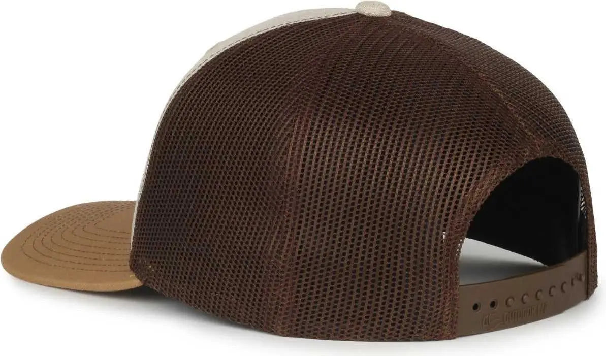 OC Sports OC770 Adjustable Mesh Back Cap with Sweatband - Heathered Stone Brown Old Gold - Gold / OSFM