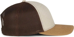 OC Sports OC770 Adjustable Mesh Back Cap with Sweatband - Heathered Stone Brown Old Gold - Gold / OSFM