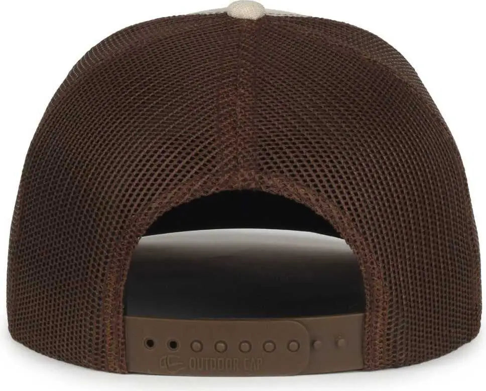 OC Sports OC770 Adjustable Mesh Back Cap with Sweatband - Heathered Stone Brown Old Gold - Gold / OSFM