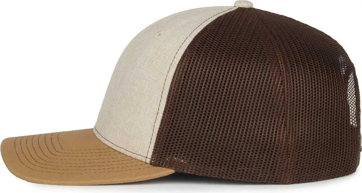OC Sports OC770 Adjustable Mesh Back Cap with Sweatband - Heathered Stone Brown Old Gold - Gold / OSFM