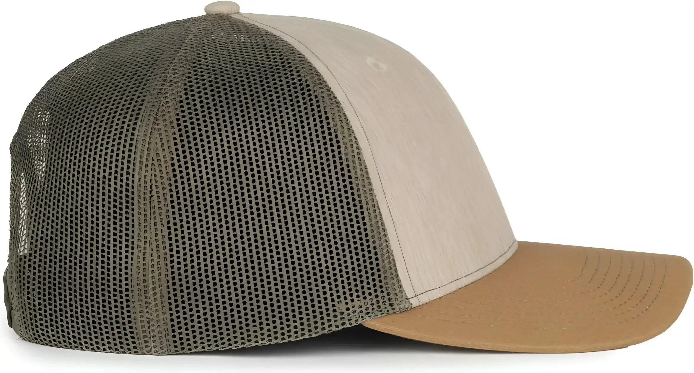 OC Sports OC770 Adjustable Mesh Back Cap with Sweatband - Heathered Stone Olive Old Gold - Gold / OSFM