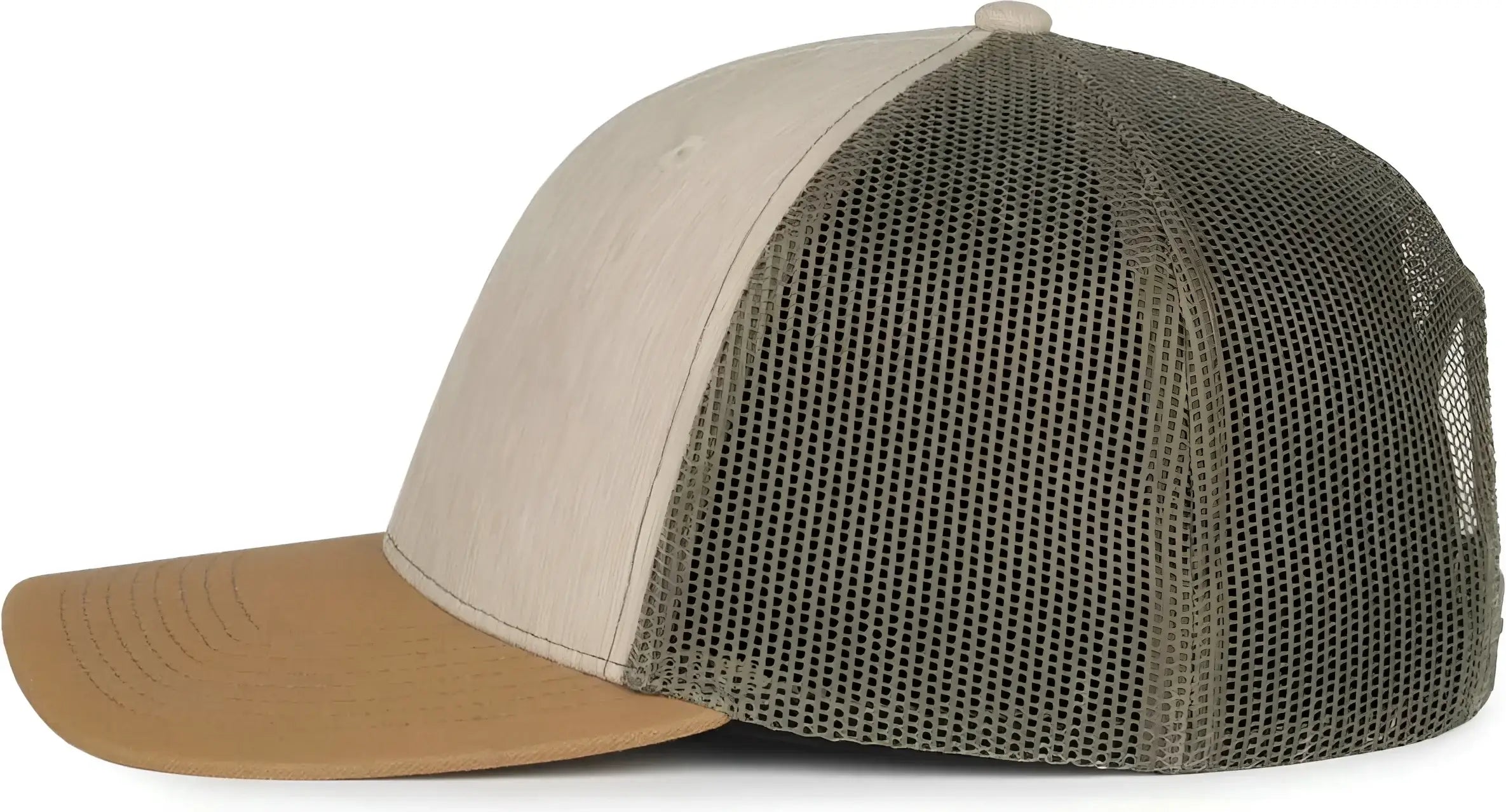 OC Sports OC770 Adjustable Mesh Back Cap with Sweatband - Heathered Stone Olive Old Gold - Gold / OSFM
