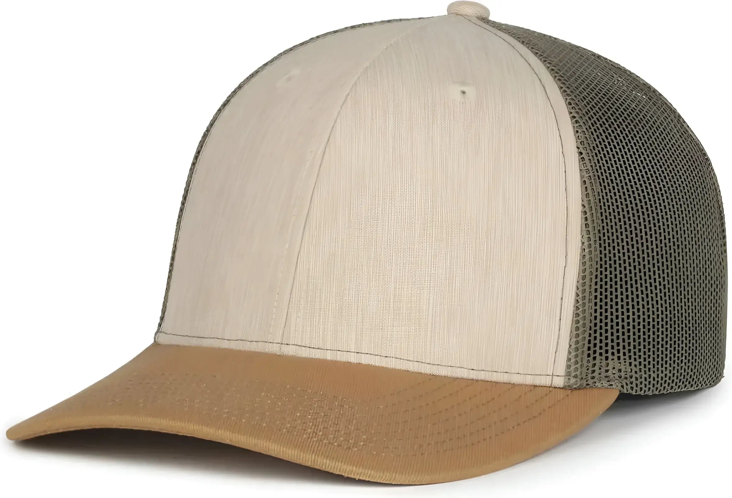 OC Sports OC770 Adjustable Mesh Back Cap with Sweatband - Heathered Stone Olive Old Gold - Gold / OSFM