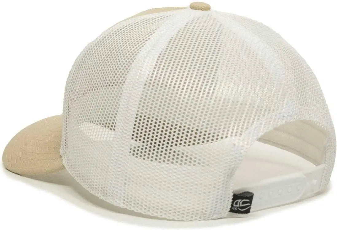 OC Sports OC770 Adjustable Mesh Back Cap with Sweatband - Khaki White - Khaki White / 6 7/8’’ - 7 1/2’’
