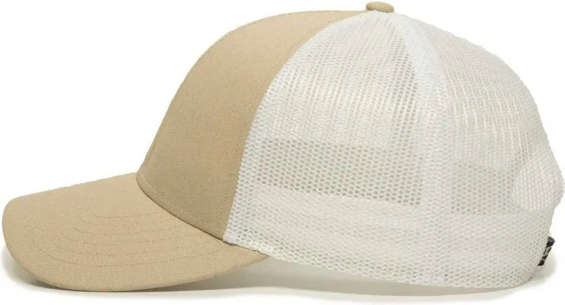 OC Sports OC770 Adjustable Mesh Back Cap with Sweatband - Khaki White - Khaki White / 6 7/8’’ - 7 1/2’’