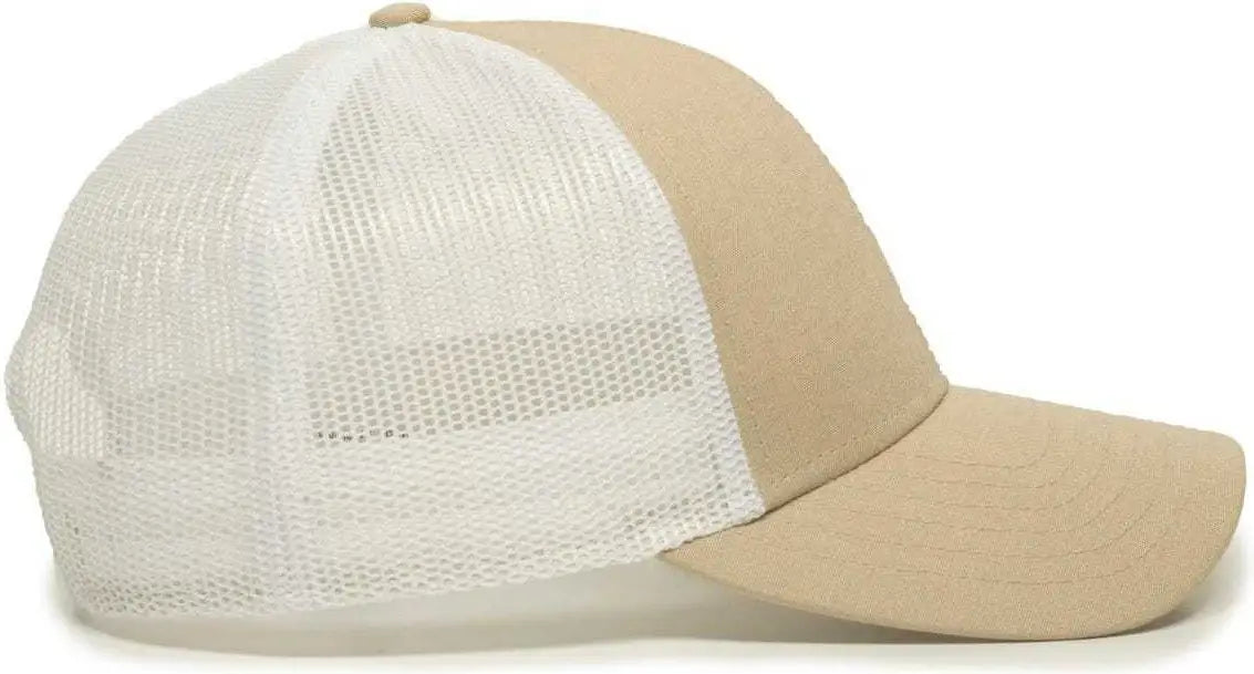 OC Sports OC770 Adjustable Mesh Back Cap with Sweatband - Khaki White - Khaki White / 6 7/8’’ - 7 1/2’’