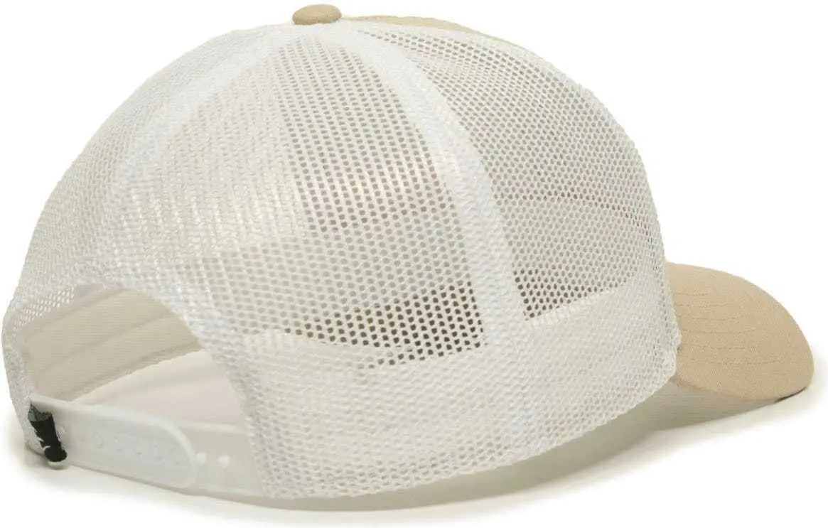 OC Sports OC770 Adjustable Mesh Back Cap with Sweatband - Khaki White - Khaki White / 6 7/8’’ - 7 1/2’’