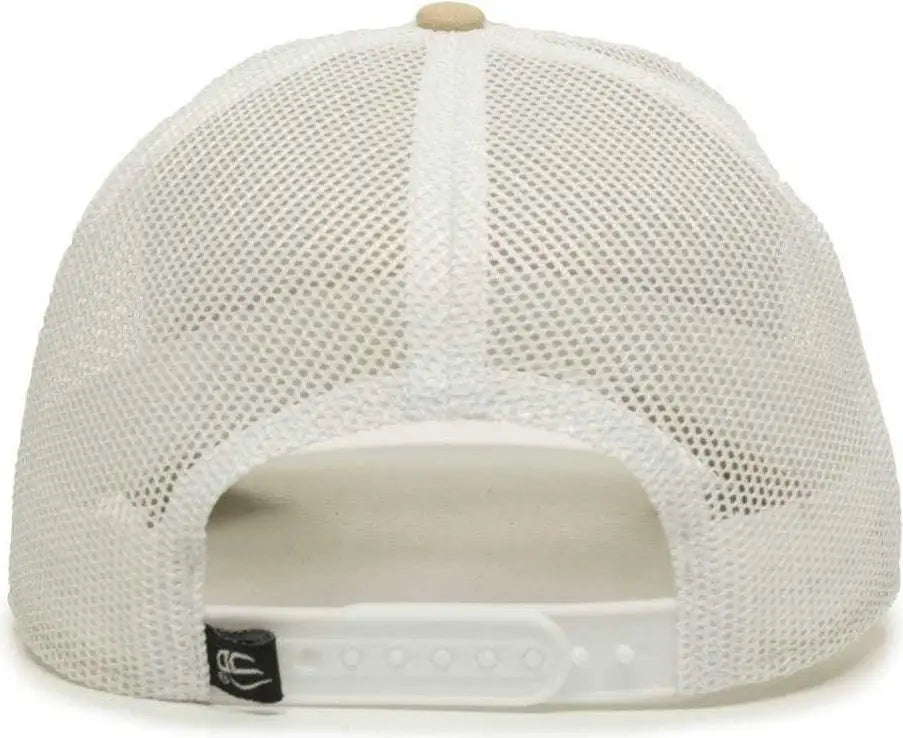 OC Sports OC770 Adjustable Mesh Back Cap with Sweatband - Khaki White - Khaki White / 6 7/8’’ - 7 1/2’’