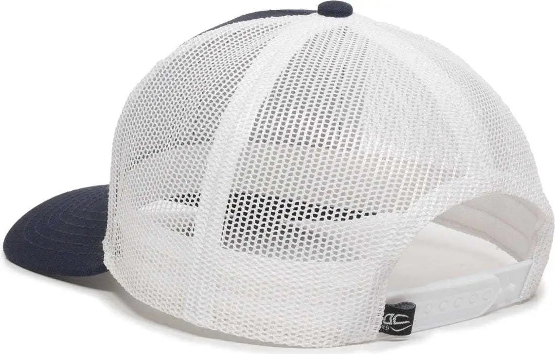 OC Sports OC770 Adjustable Mesh Back Cap with Sweatband - Navy White - Navy White / 6 7/8’’ - 7 1/2’’