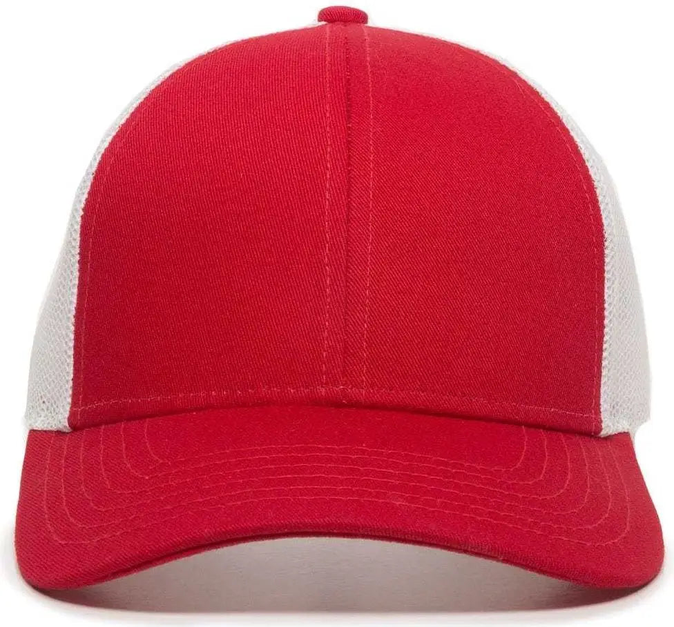 OC Sports OC770 Adjustable Mesh Back Cap with Sweatband - Red White - Red White / 6 7/8’’ - 7 1/2’’