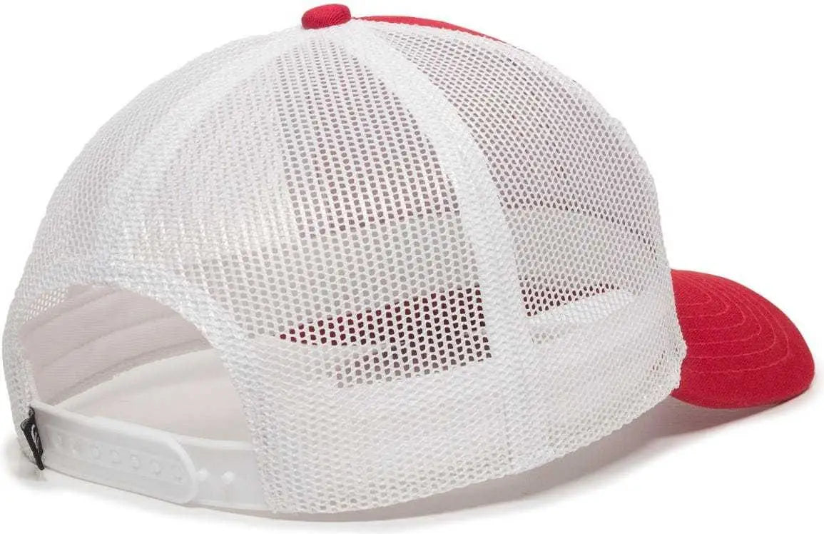 OC Sports OC770 Adjustable Mesh Back Cap with Sweatband - Red White - Red White / 6 7/8’’ - 7 1/2’’