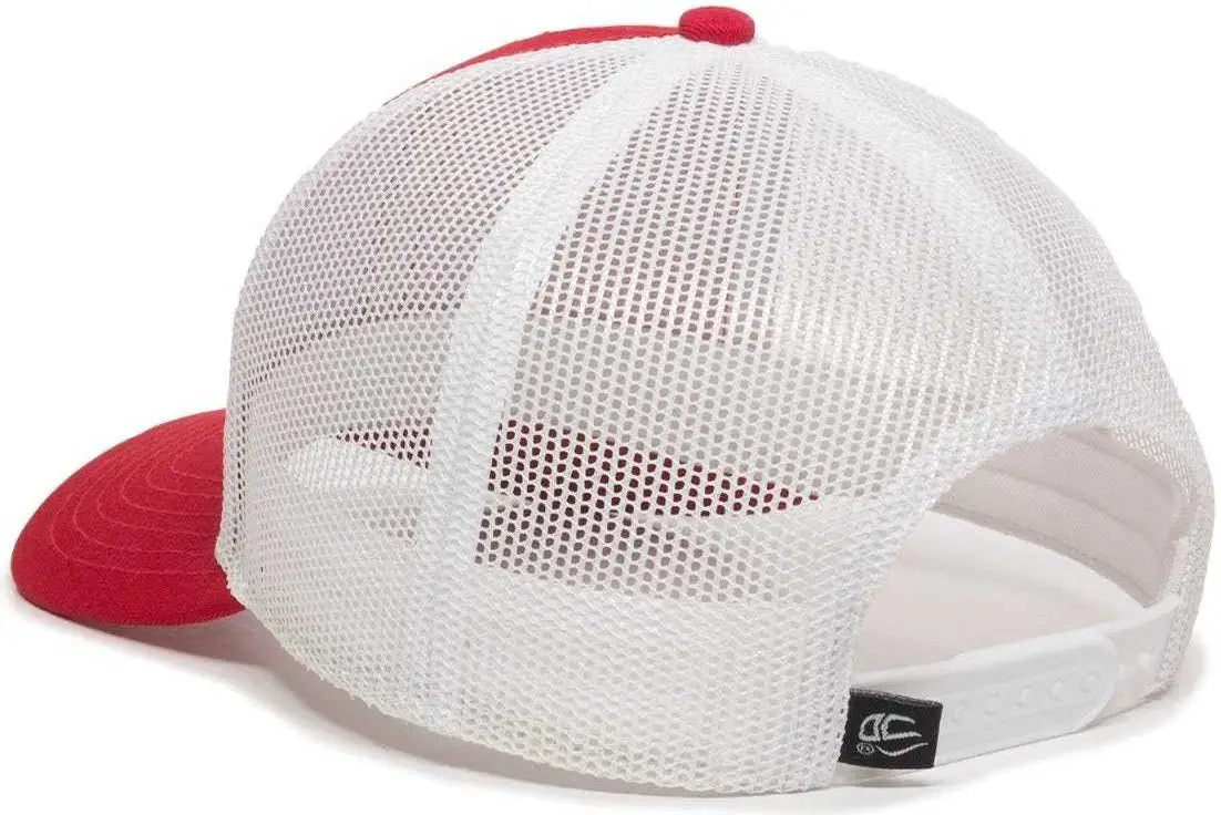 OC Sports OC770 Adjustable Mesh Back Cap with Sweatband - Red White - Red White / 6 7/8’’ - 7 1/2’’