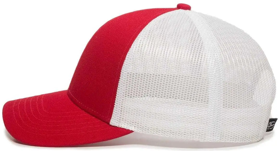 OC Sports OC770 Adjustable Mesh Back Cap with Sweatband - Red White - Red White / 6 7/8’’ - 7 1/2’’