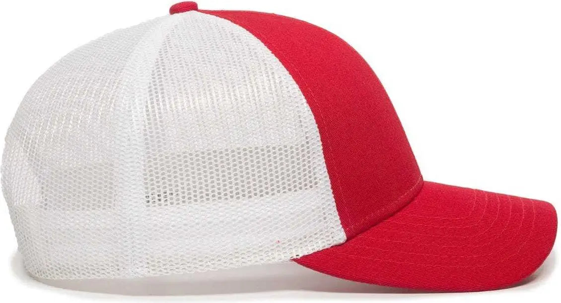 OC Sports OC770 Adjustable Mesh Back Cap with Sweatband - Red White - Red White / 6 7/8’’ - 7 1/2’’