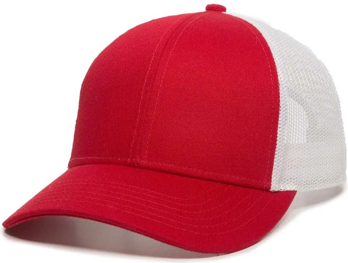 OC Sports OC770 Adjustable Mesh Back Cap with Sweatband - Red White - Red White / 6 7/8’’ - 7 1/2’’