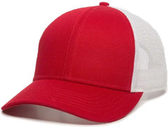 OC Sports OC770 Adjustable Mesh Back Cap with Sweatband - Red White - Red White / 6 7/8’’ - 7 1/2’’