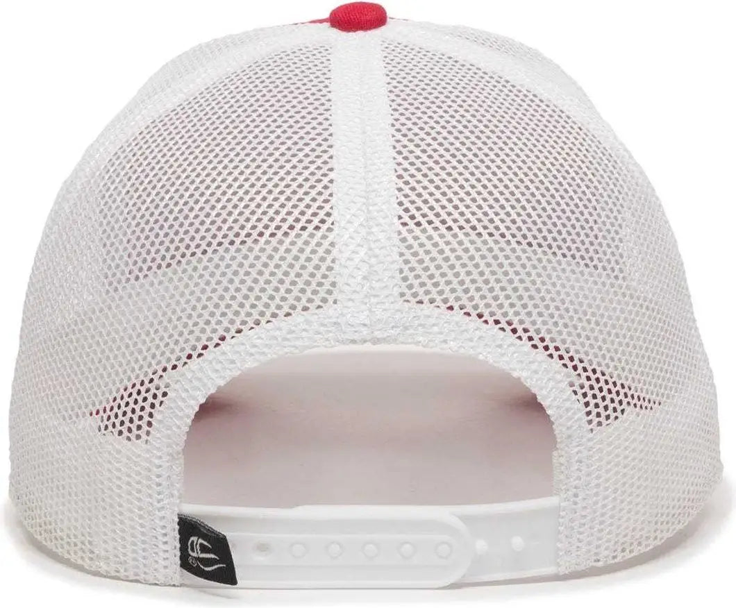 OC Sports OC770 Adjustable Mesh Back Cap with Sweatband - Red White - Red White / 6 7/8’’ - 7 1/2’’