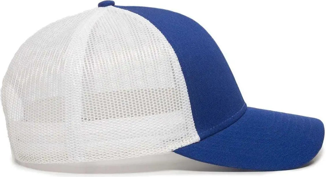 OC Sports OC770 Adjustable Mesh Back Cap with Sweatband - Royal White - Royal White / 6 7/8’’ - 7 1/2’’
