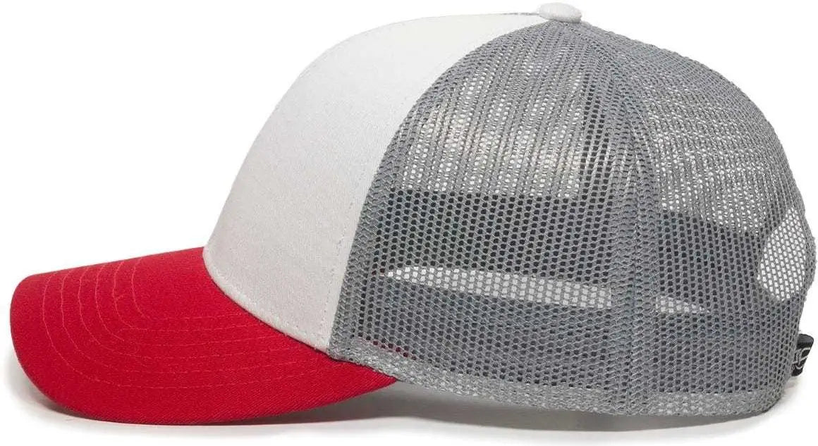 OC Sports OC770 Adjustable Mesh Back Cap with Sweatband - White Gray Red - White Gray / 6 7/8’’ - 7 1/2’’