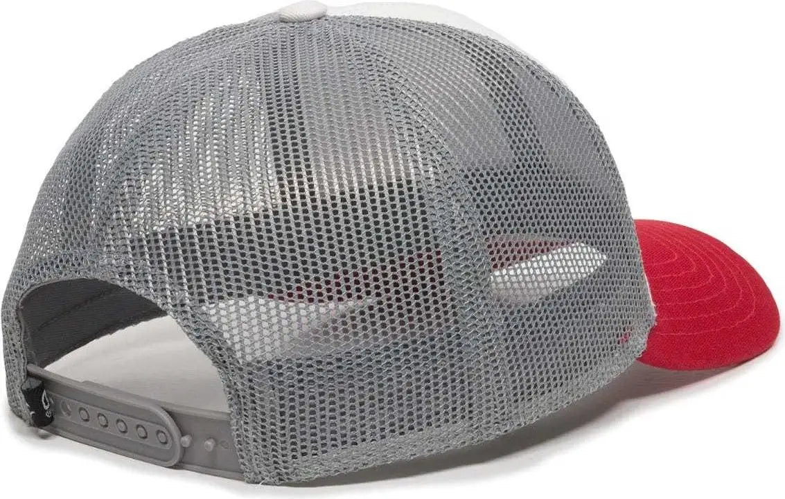 OC Sports OC770 Adjustable Mesh Back Cap with Sweatband - White Gray Red - White Gray / 6 7/8’’ - 7 1/2’’