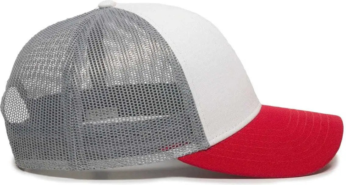 OC Sports OC770 Adjustable Mesh Back Cap with Sweatband - White Gray Red - White Gray / 6 7/8’’ - 7 1/2’’
