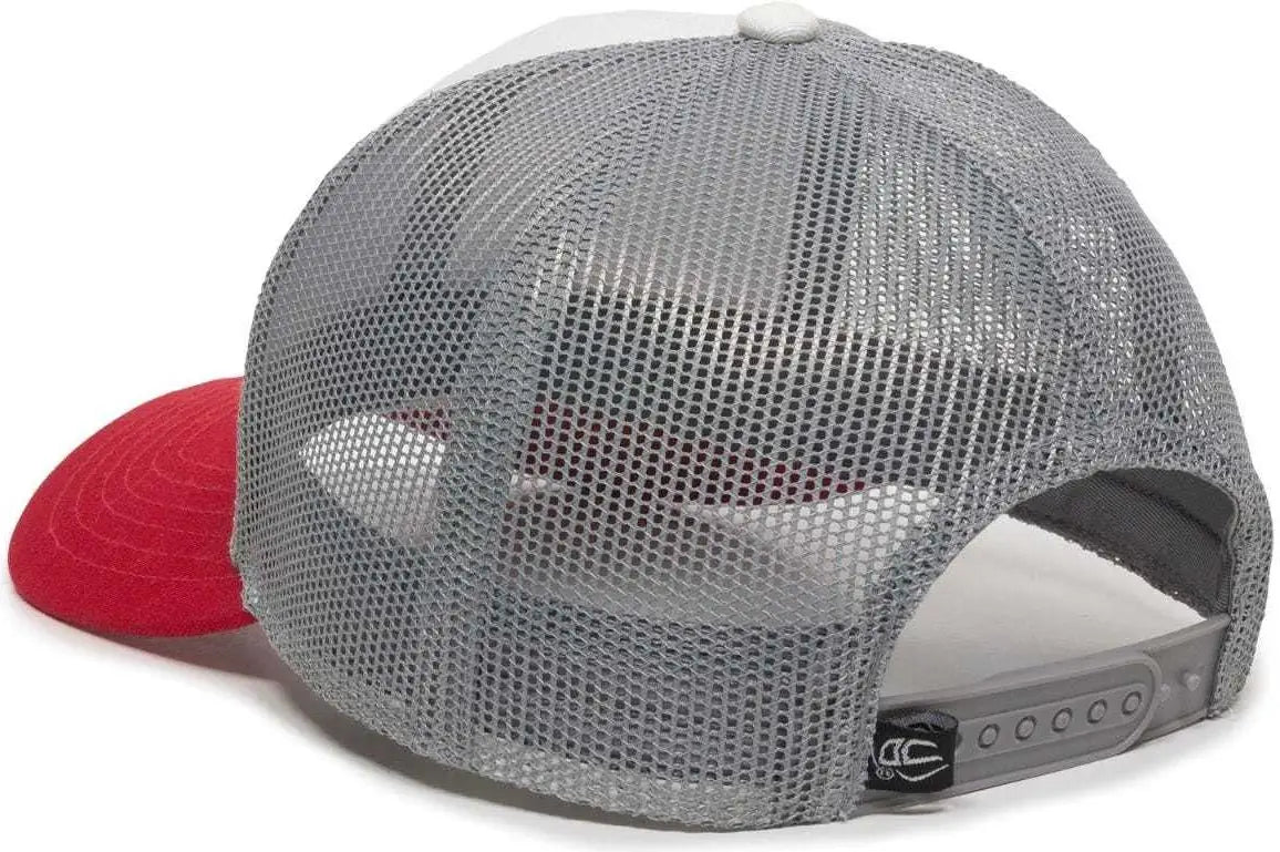 OC Sports OC770 Adjustable Mesh Back Cap with Sweatband - White Gray Red - White Gray / 6 7/8’’ - 7 1/2’’