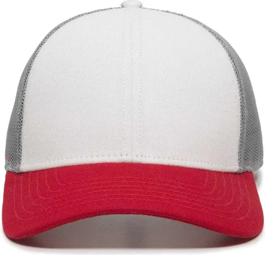 OC Sports OC770 Adjustable Mesh Back Cap with Sweatband - White Gray Red - White Gray / 6 7/8’’ - 7 1/2’’