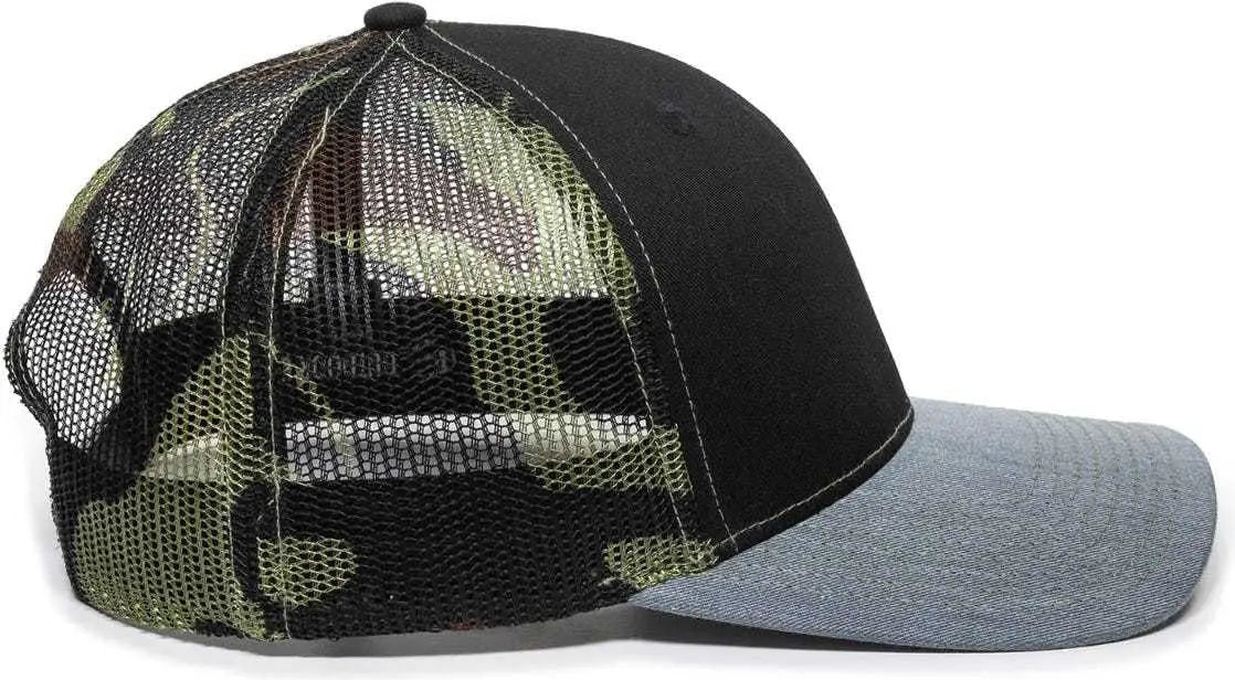OC Sports OC771 Adjustable Mesh Back Cap - Black Generic Camo Heathered Gray - Black Gray / 6 7/8’’ - 7 1/2’’