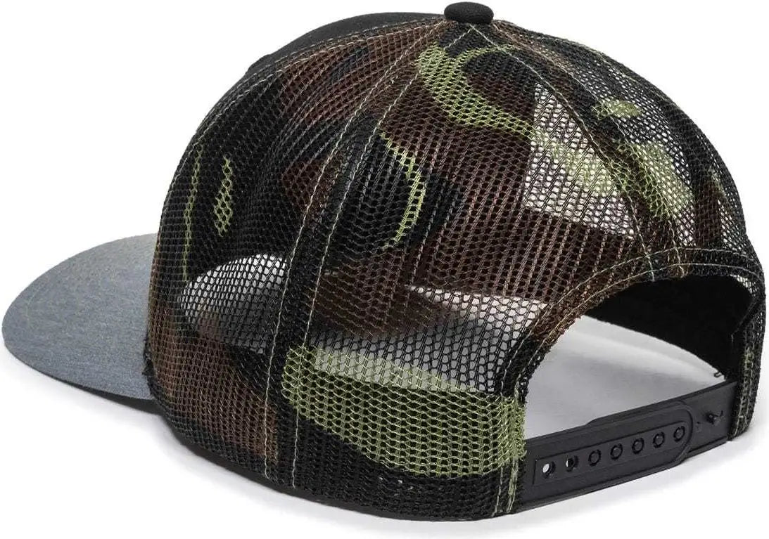 OC Sports OC771 Adjustable Mesh Back Cap - Black Generic Camo Heathered Gray - Black Gray / 6 7/8’’ - 7 1/2’’